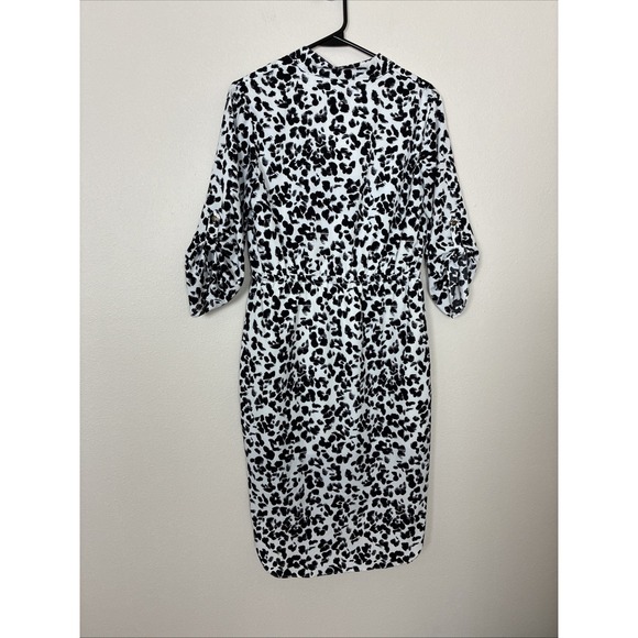 Merona White and Black Animal Print‎ High Low Dress Women's Size Small - Picture 2 of 13
